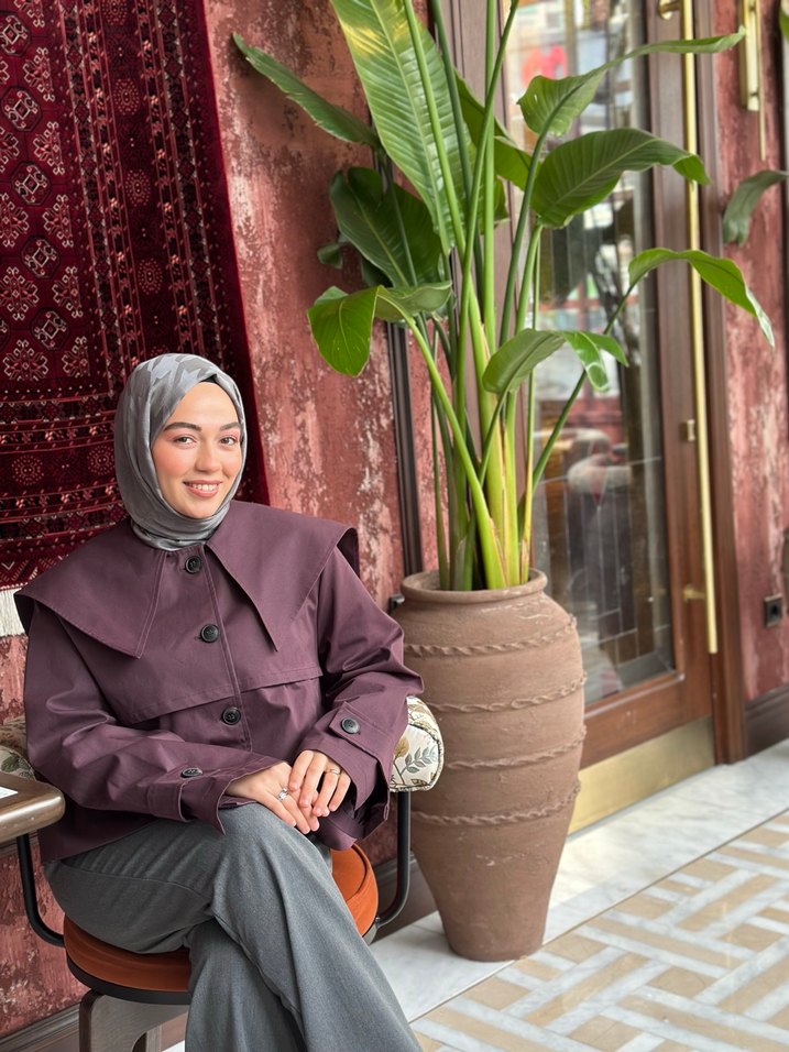 Kadın mürdüm trençkot manuka marka - Görsel 4