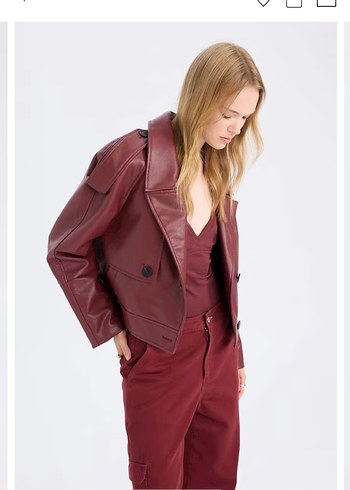 Bordo Deri Kadın Ceket defacto - Görsel 2