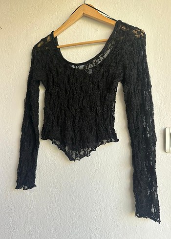 xl Beden Asimetrik kesim dantel bluz