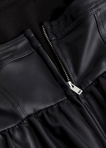 H&M Suni Deri Straplez Peplum Üst - Görsel 2