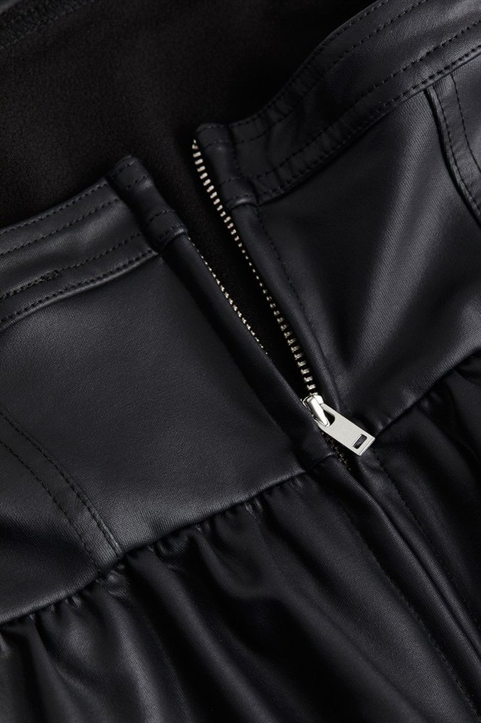 H&M Suni Deri Straplez Peplum Üst - Görsel 2