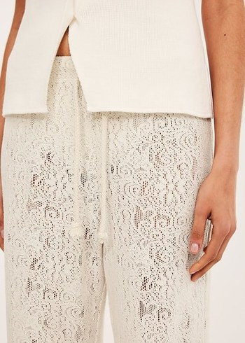 Dantel Geniş paça pantolon - Görsel 4