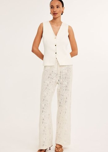 Dantel Geniş paça pantolon - Görsel 2