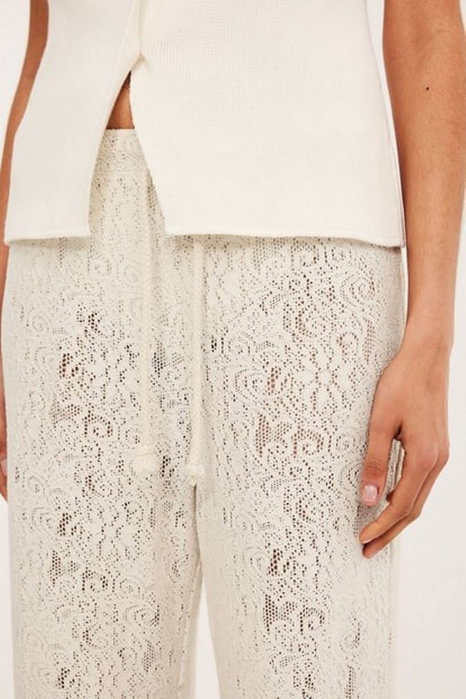 Dantel Geniş paça pantolon - Görsel 4