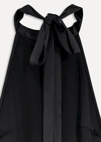 Zara Boyundan Bağlamalı Uzun Saten Elbise - Görsel 5