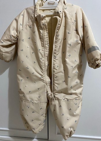 1,5 Yaş Beden Bej Kız Bebek Tulumu, Düğmeli, Notched Lapel Yaka