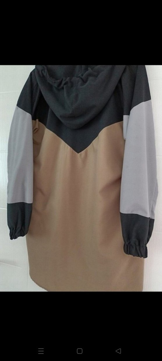 Bej Gri Uzun Kadın Spor Ceket - Görsel 2