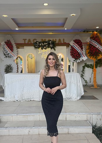 Dantelli Siyah Uzun Abiye Elbise