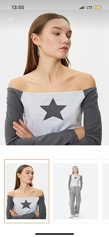 Stradivarius Stargirl madonna yaka tshirt