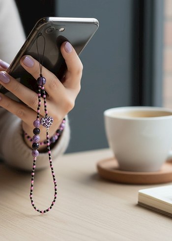 Mor Desenli Boncuklu Kadın Charm - Görsel 2