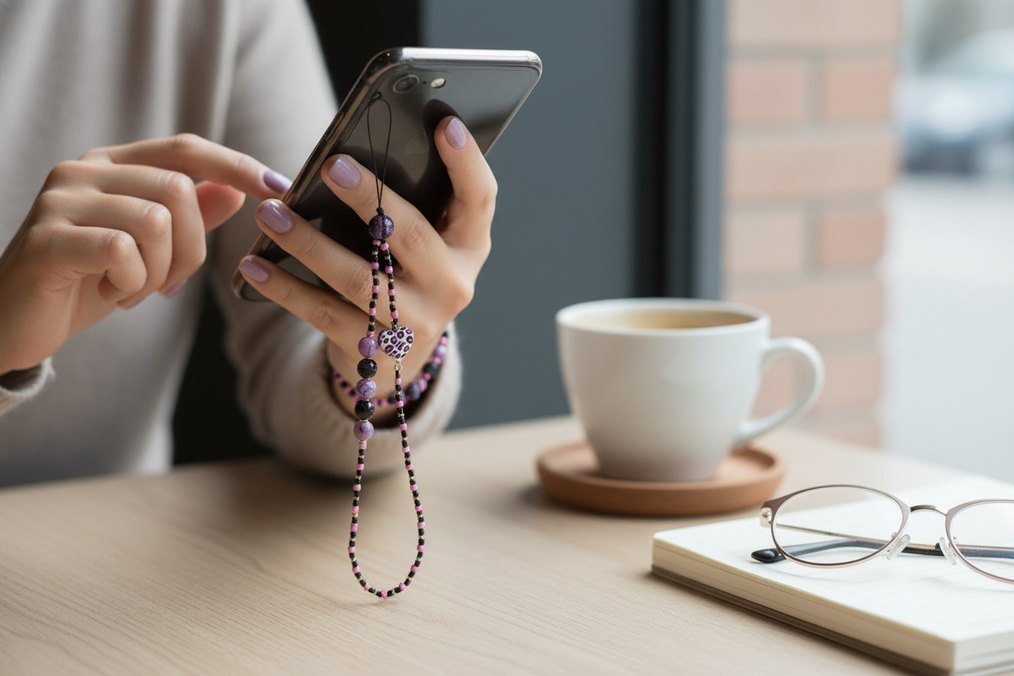 Mor Desenli Boncuklu Kadın Charm - Görsel 2