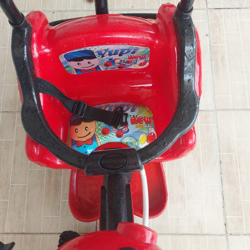 Renkli Kırmızı Bebek Arabası - Görsel 3