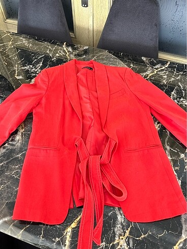 Kırmızı kadın blazer ceket