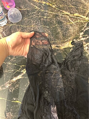 Koton Koton v yaka s beden çıtçıtlı transparan bodysuit sırt dekolteli