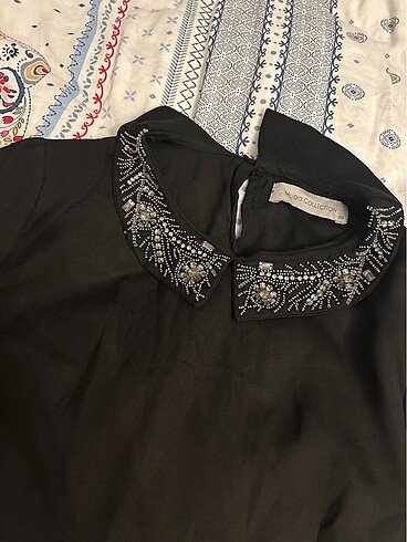 xs Beden Mudo siyah işlemeli bebe yaka elbise 34 beden