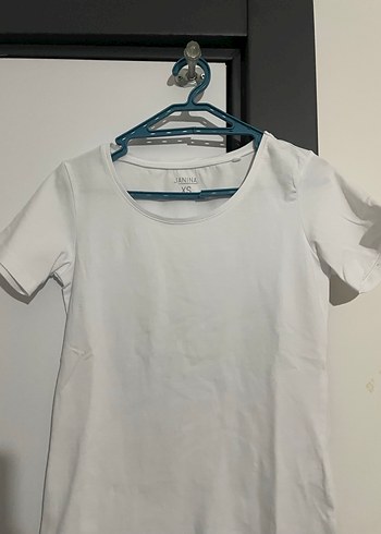 Beyaz Kısa Kollu Pamuklu Basic Tişört - Görsel 2