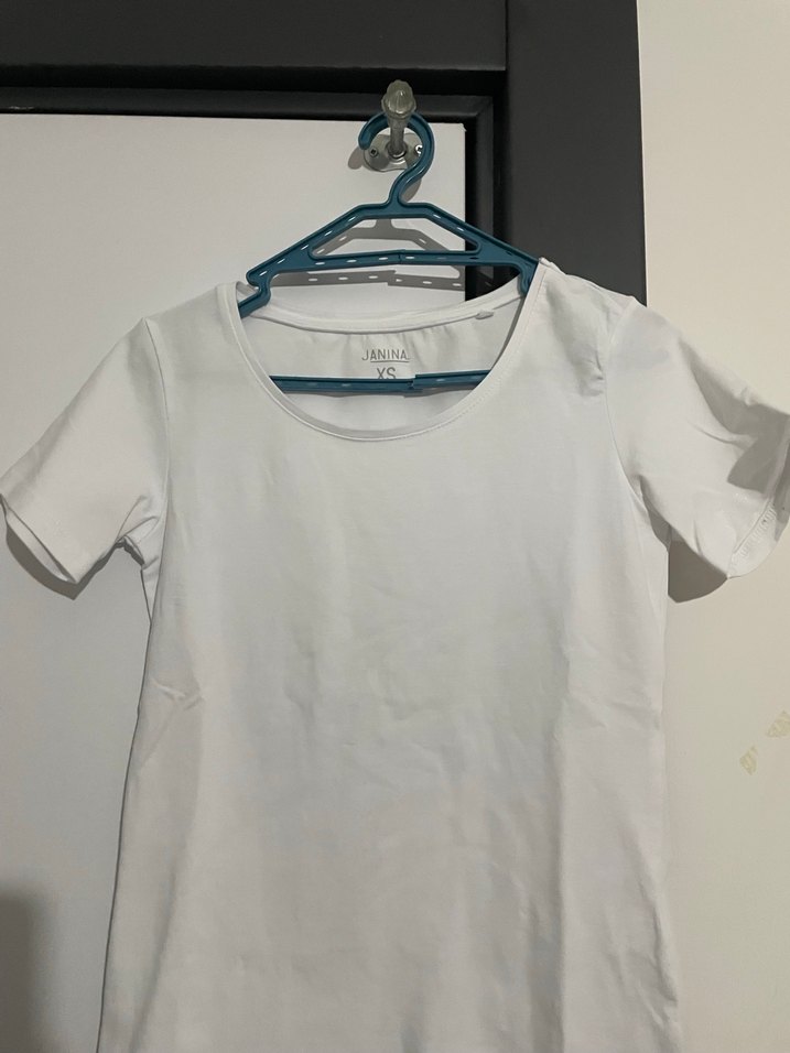 Beyaz Kısa Kollu Pamuklu Basic Tişört - Görsel 2