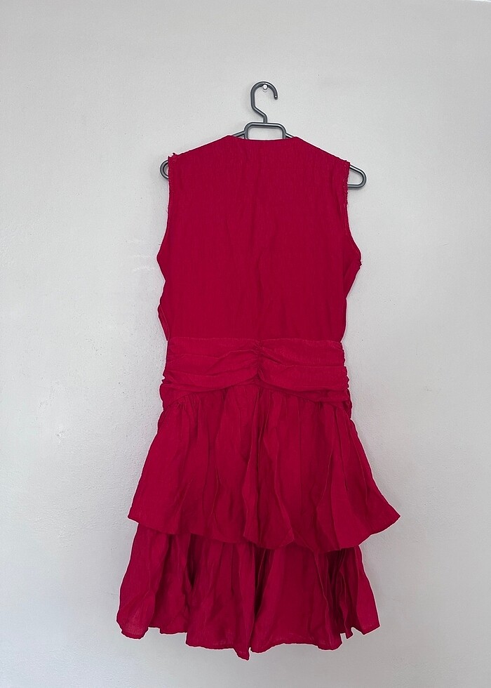 Abiye kat kat kırmızı elbise - Görsel 2