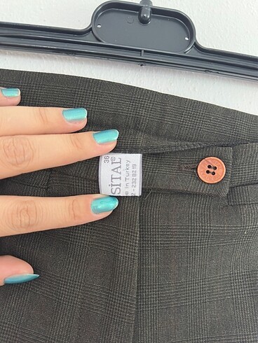 Kumaş kendinden desenli pantalon - Görsel 3