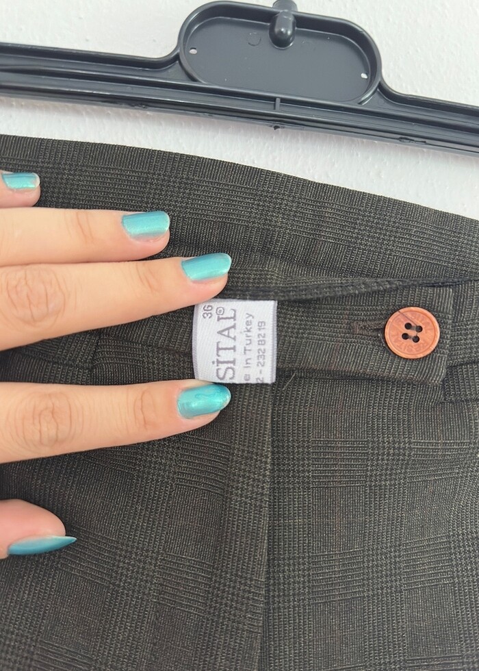 Kumaş kendinden desenli pantalon - Görsel 3