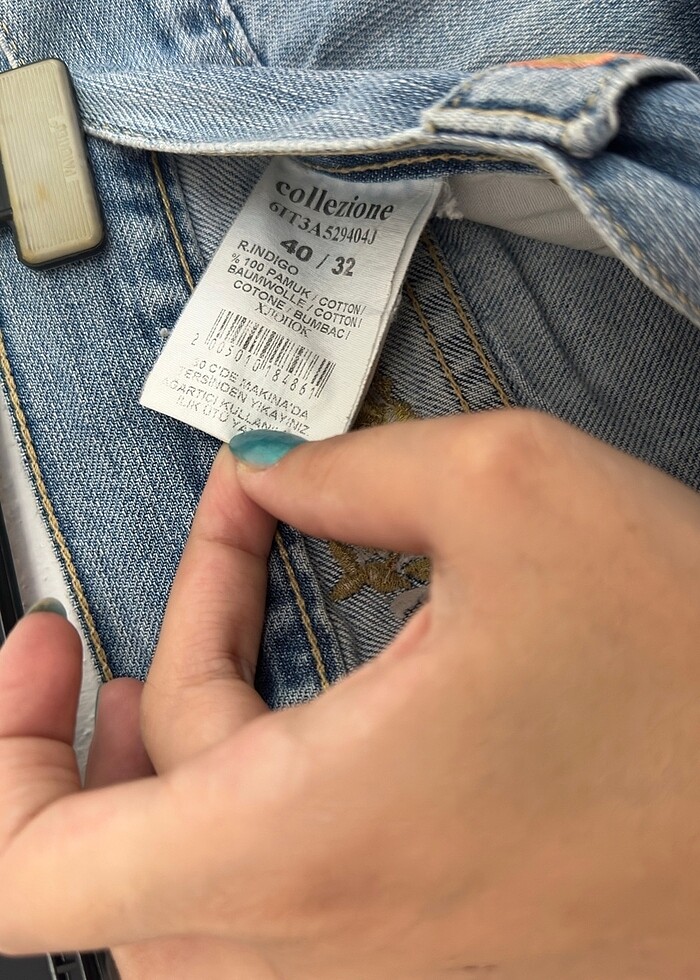 İşleme detaylı jean - Görsel 3