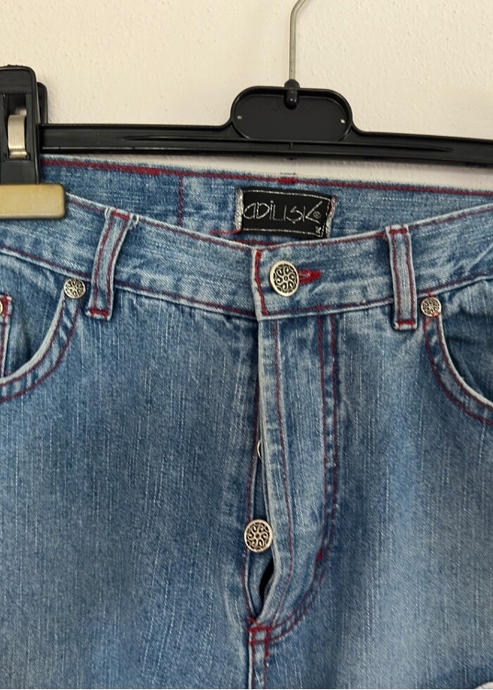 Adil ışık orjinal yama detaylı ispanyol jean Vintage Messy girl - Görsel 2