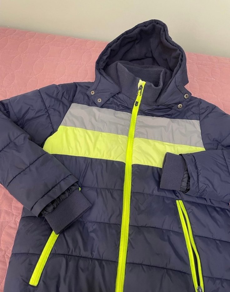 Erkek Çocuk Koyu Mavi Kapüşonlu Mont - Görsel 2