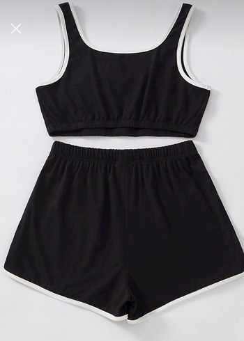 Siyah Mini Spor Takım Kadın Atlet ve Şort - Görsel 2