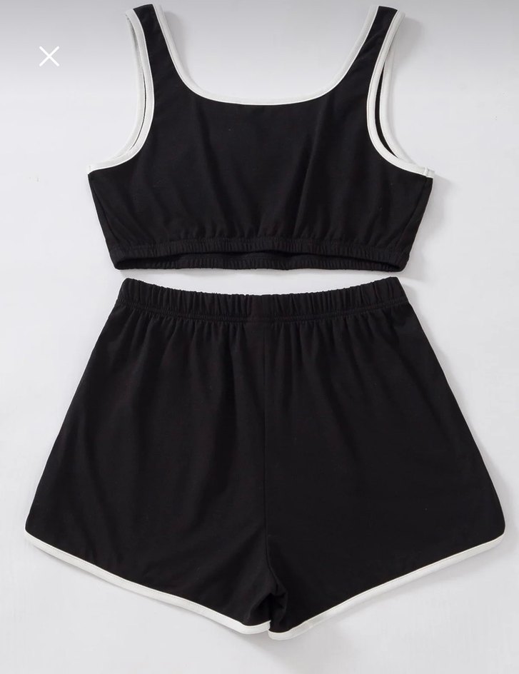 Siyah Mini Spor Takım Kadın Atlet ve Şort - Görsel 2