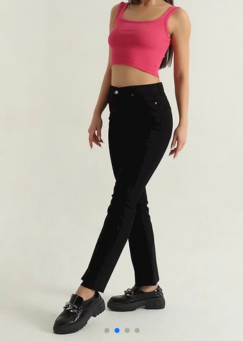 Siyah Kadın Midi Boy Regular Fit Jean - Görsel 2
