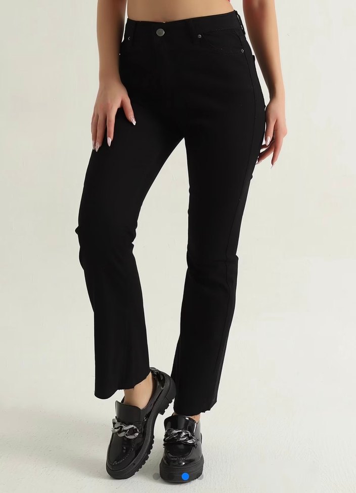 Siyah Kadın Midi Boy Regular Fit Jean - Görsel 3