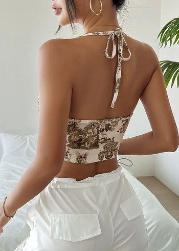 Dantel Detaylı Kahverengi Straplez Kadın Atlet - Görsel 2