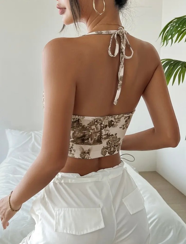 Dantel Detaylı Kahverengi Straplez Kadın Atlet - Görsel 2