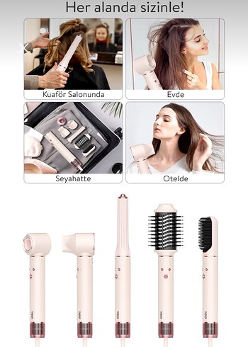 Pastel Pembe Saç Şekillendirici Seti - Görsel 2