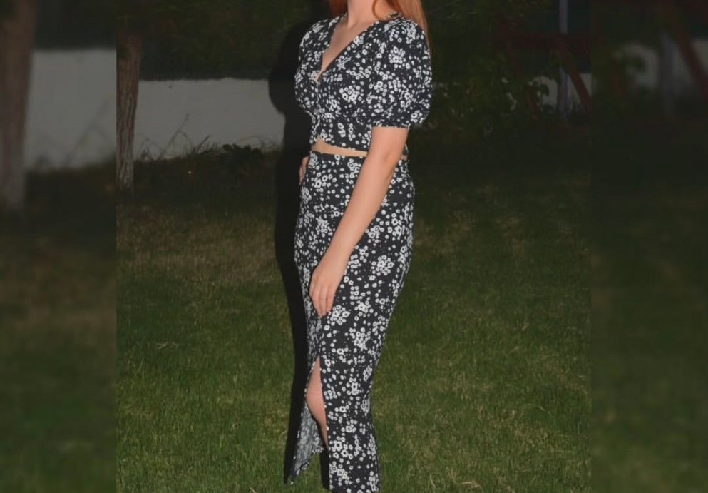 V Yaka Kısa Kollu Midi Bohem Elbise - Görsel 2