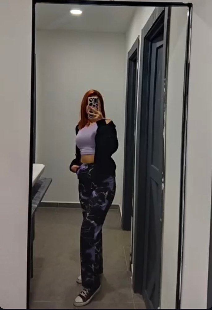 Mor Batik Desenli Salaş Kadın pantolon - Görsel 3