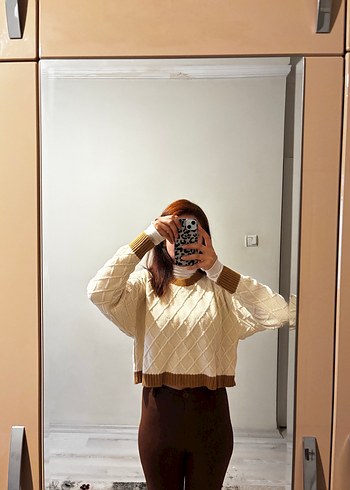 Bej Örgü Kadın Kazak - Görsel 5