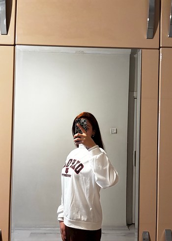 Baskılı Beyaz Kadın Sweatshirt - Görsel 2