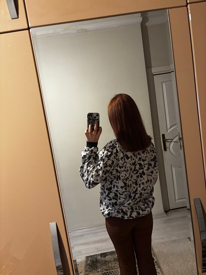 Kadın Gri Uzun Kollu Salaş Sweatshirt - Görsel 2