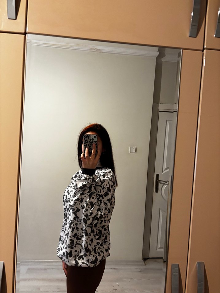 Kadın Gri Uzun Kollu Salaş Sweatshirt - Görsel 3