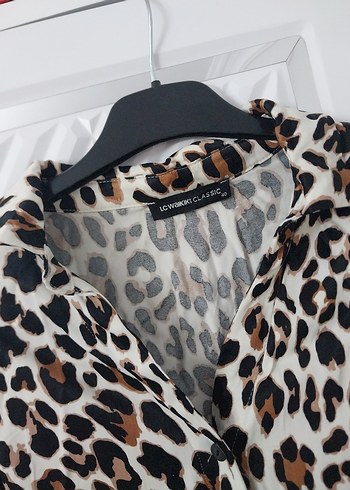 Leopar Desenli Uzun Kollu Elbise Tunik - Görsel 3