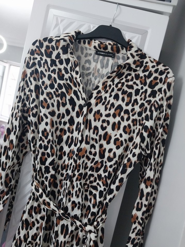 Leopar Desenli Uzun Kollu Elbise Tunik - Görsel 5