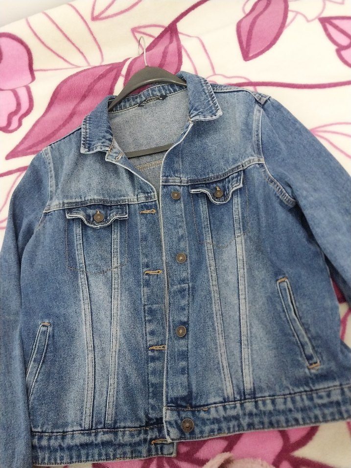 Düğmeli Mavi Kadın Denim Ceket - Görsel 2