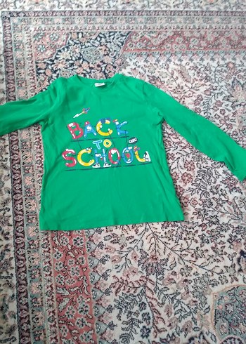 Renkli Baskılı Yeşil Erkek Çocuk Uzun Kollu Tişört