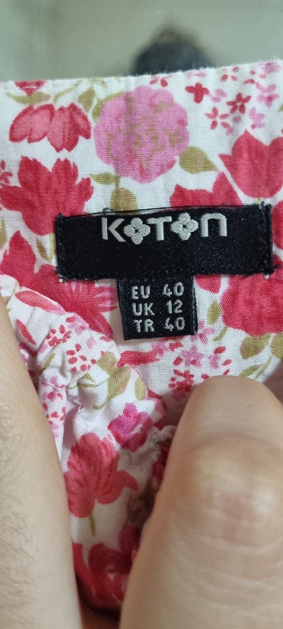 Pembe Çiçek Desenli coton Midi Elbise - Görsel 2