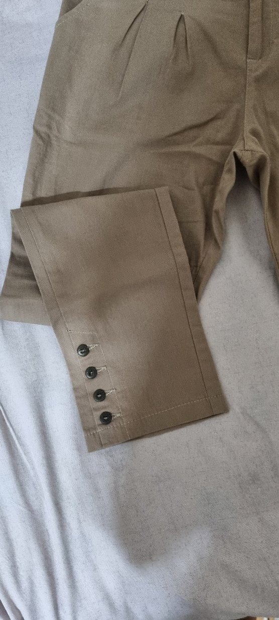 Bej Kadın Keten Pilili Pantolon - Görsel 2