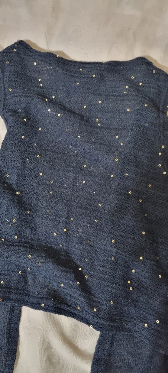 Düğmeli Kolsuz Mavi örme yelek - Görsel 4