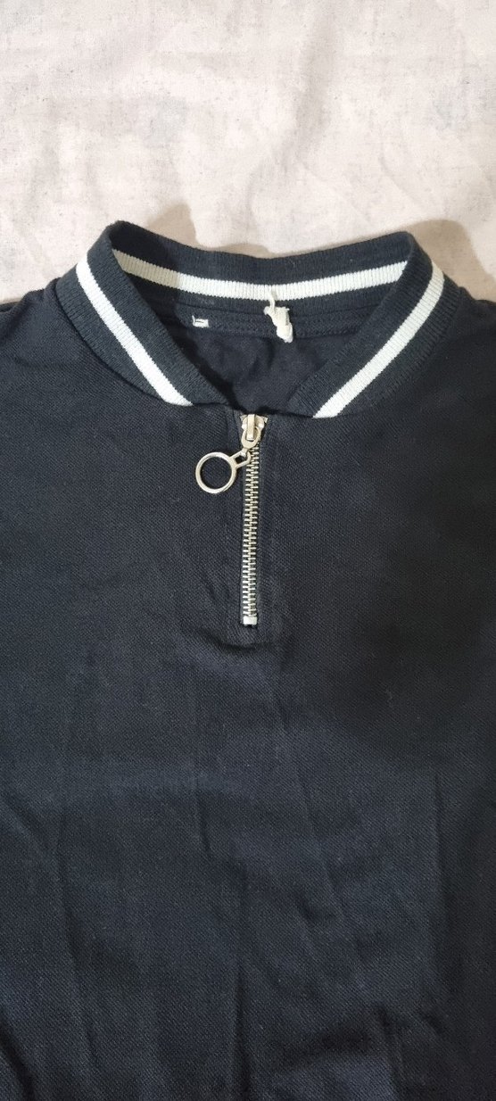 Siyah, Fermuarlı, V Yakalı Kısa Kollu Elbise - Görsel 2