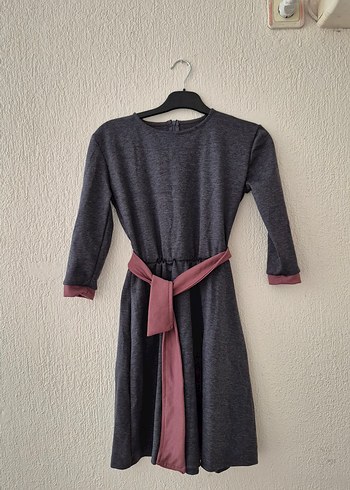 LC Waikiki Uzun Kollu Gri Rahat çocuk elbise.