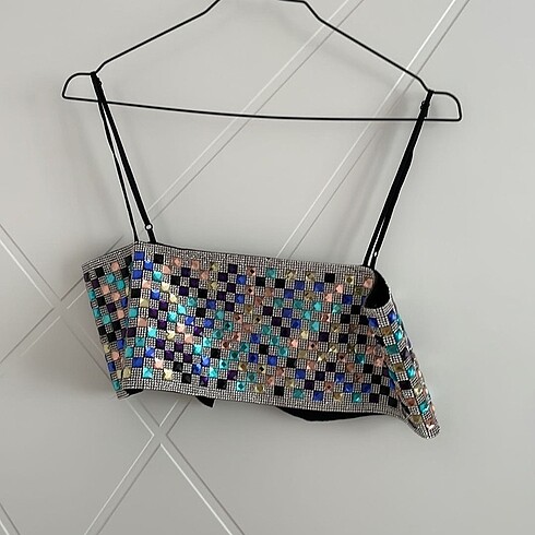 Zara taşlı crop